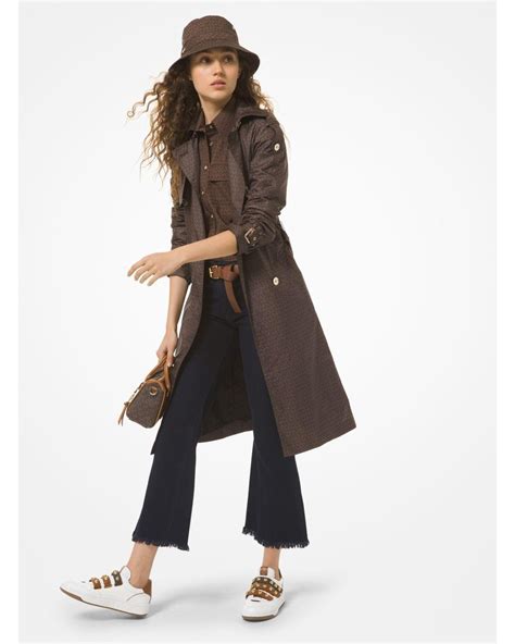 michael kors logo print satin ciré trench coat|Logo Print Ciré Trench Coat .